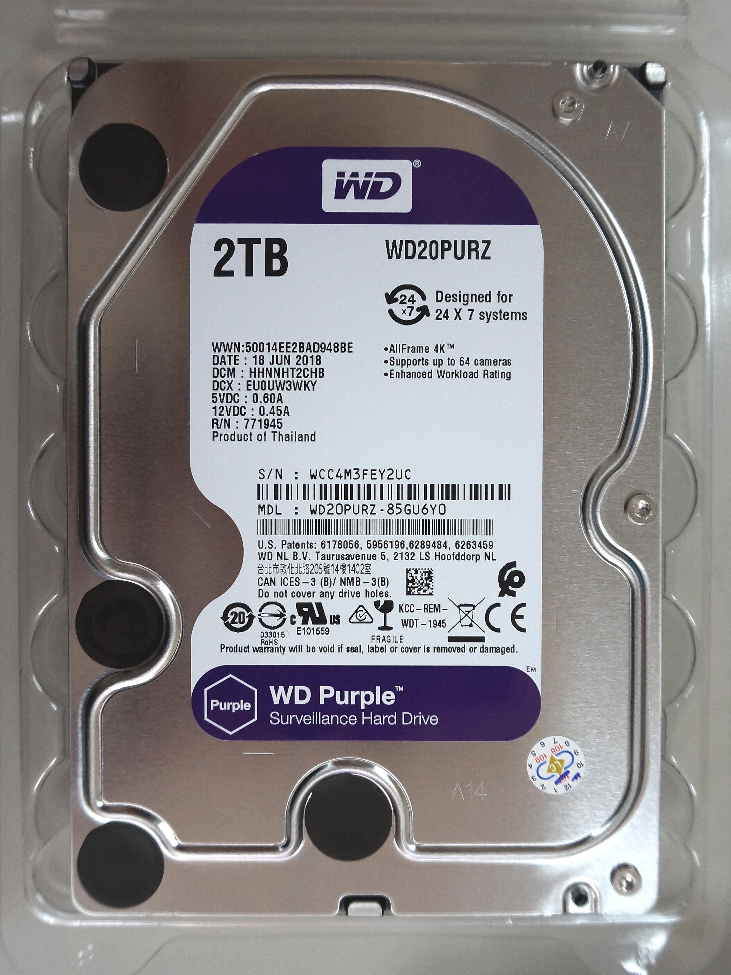 WD Purple 2TB Surveillance Hard Disk